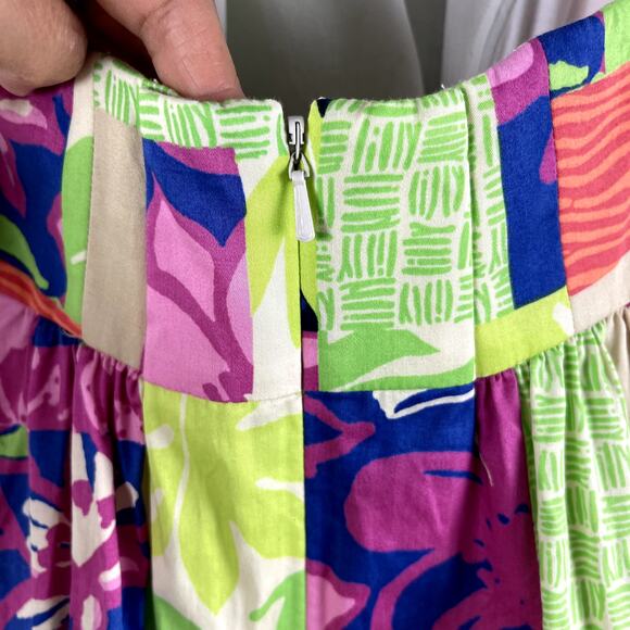 Lilly Pulitzer Brighton Patchwork Print Halter Dress Womens 2 Green Pink Pom - Picture 12 of 13